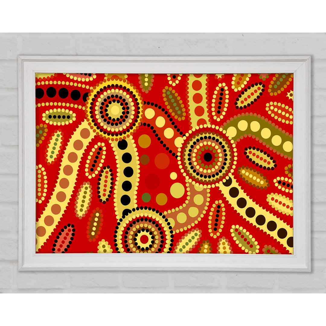 Aboriginal Red Tribal Gerahmter Druck