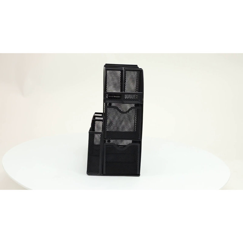 Black Metal 11-Compartment Coffee and Condiment Organizer