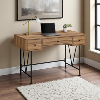 Bureau d'ordinateur 2 tiroirs Valencia avec pieds en métal noir H 30,35 po x l 47,03 po x P 23,55 po Valencia