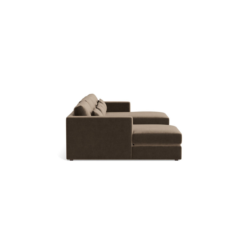 Haywood Chaise Loveseat U-Sectional, Performance Velvet - Otter