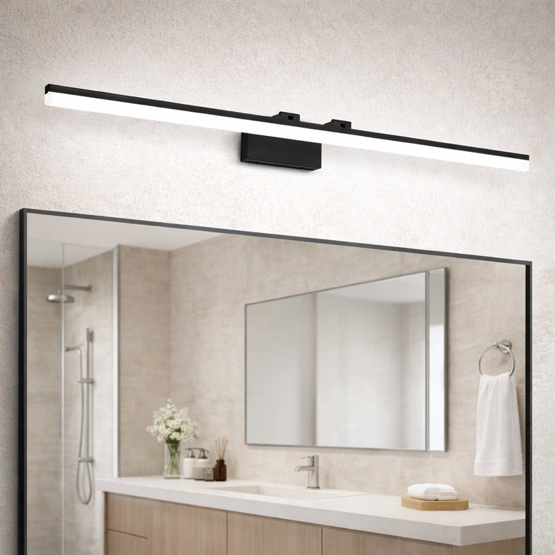 Éclairage pour meuble-lavabo à DEL 54,72 pouces à 1 lumière à intensité variable 5500K, 54,72 po de largeur, Noir