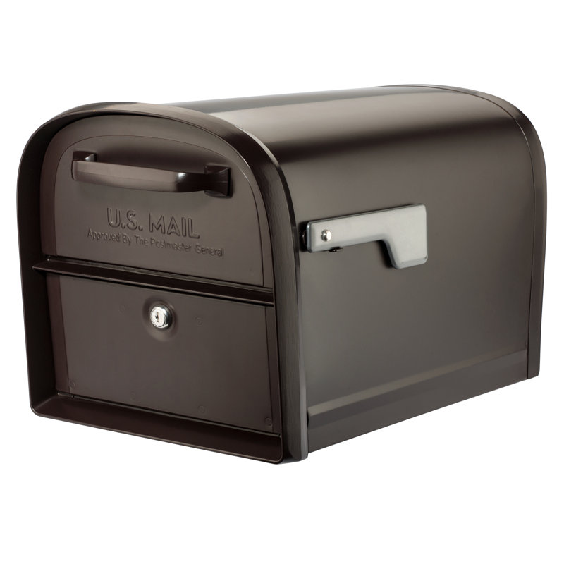 Large Rubbed Bronze Steel Locking Post Mount Mailbox