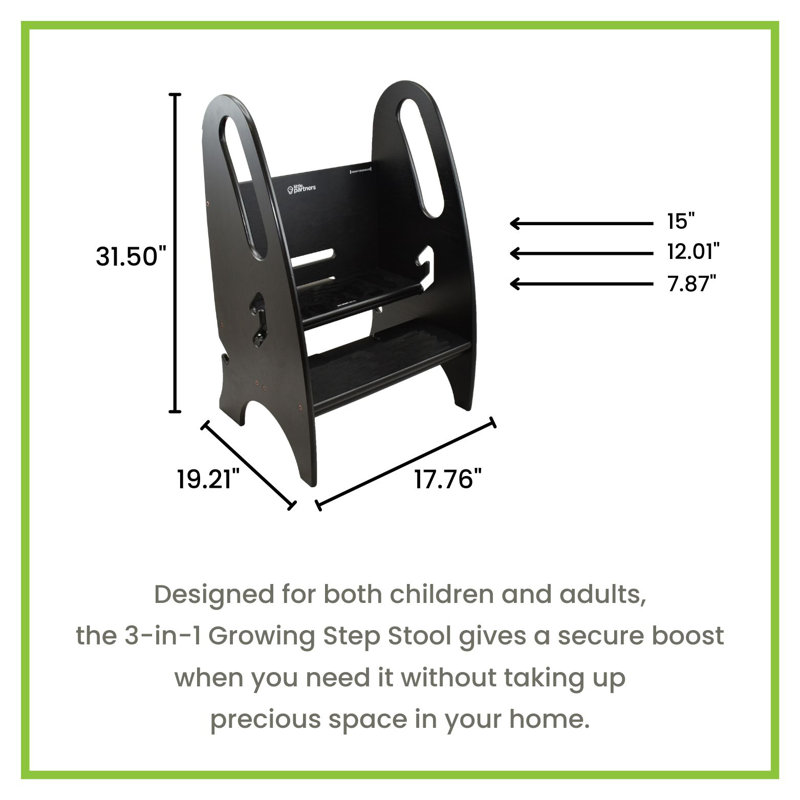 3-in-1 Growing Step Stool, Ebony
