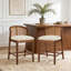 Ensemble de tabouret de comptoir en bois, structure à finition noyer avec revêtement beige