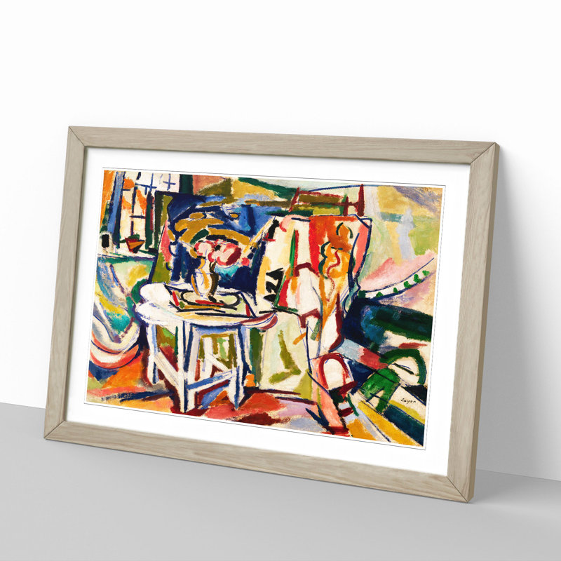 Flowers on a Table Vol.2 by Henry Lyman Sayen - Picture Frame Painting, 36cm H x 48cm W x 2cm D, Oak Framed