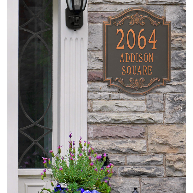 Signature Series 3-Line Wall Address Plaque, Forged Copper, Copper, Yes
