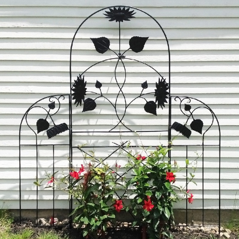 Black Wrought Iron Garden Trellis Side Panels Set