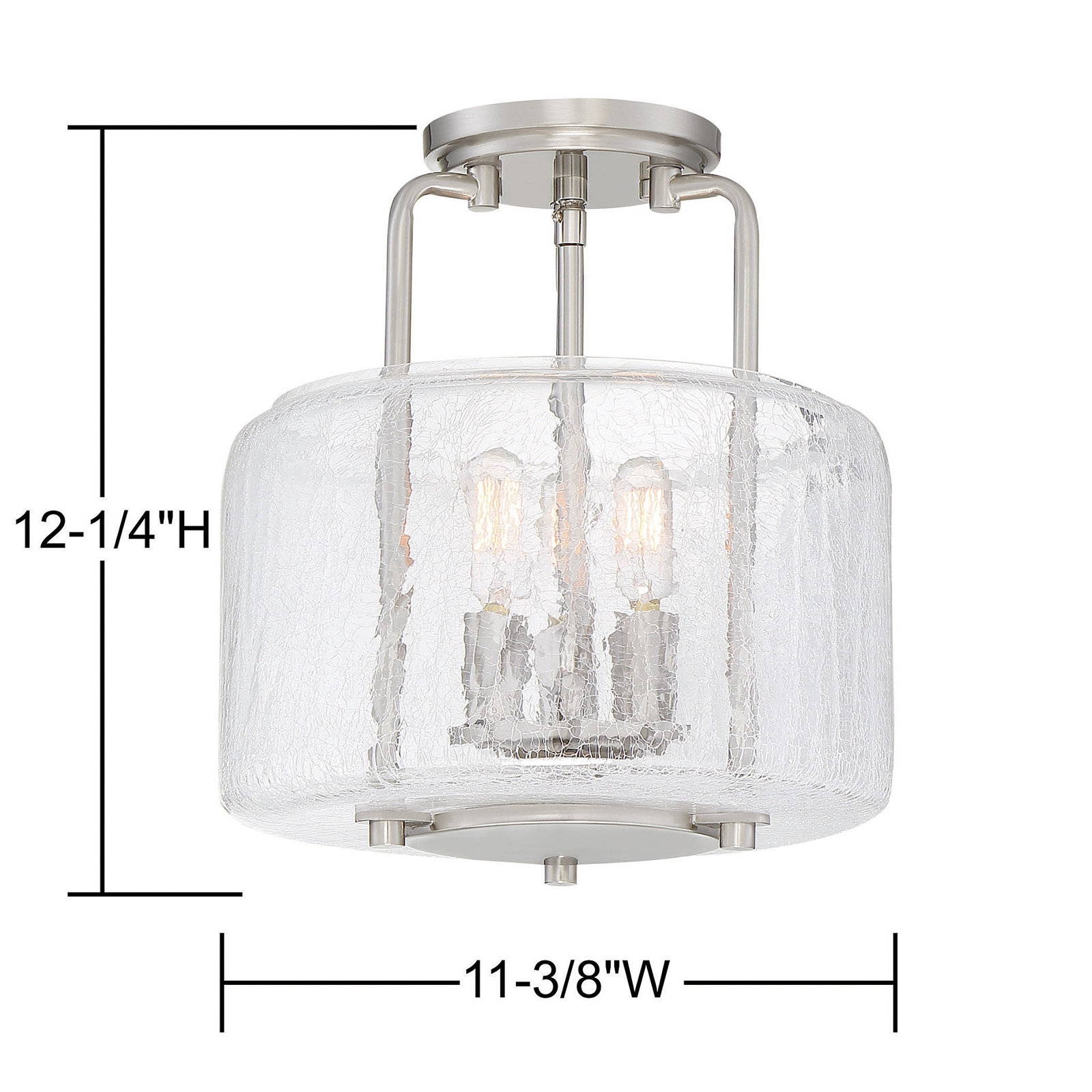 Dottie 3-Light Semi Flush Mount, Satin Nickel