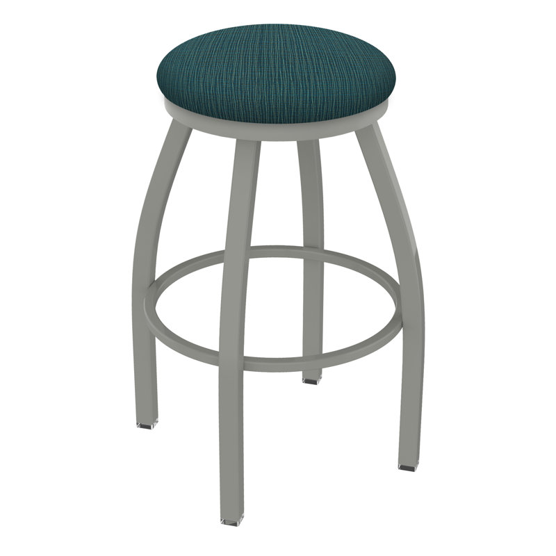 Cragin Swivel Upholstered Counter Stool, Anodized Nickel, Fabric-Graph Tidal, Counter Stool (25” Seat Height)