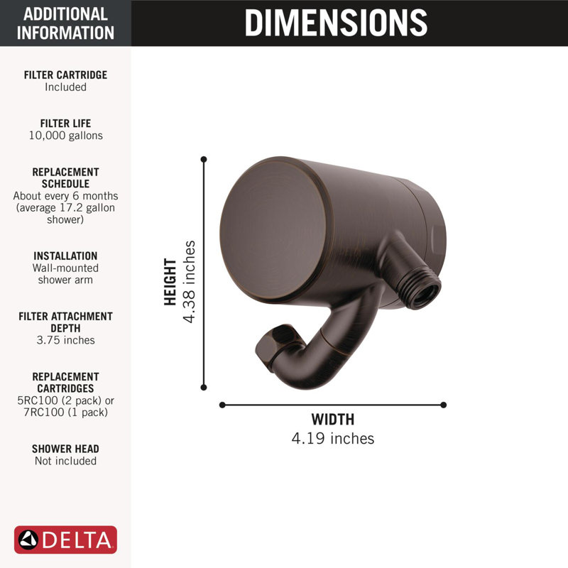 Clarifi Premium Shower Filter Attachment with Filter, Venetian Bronze