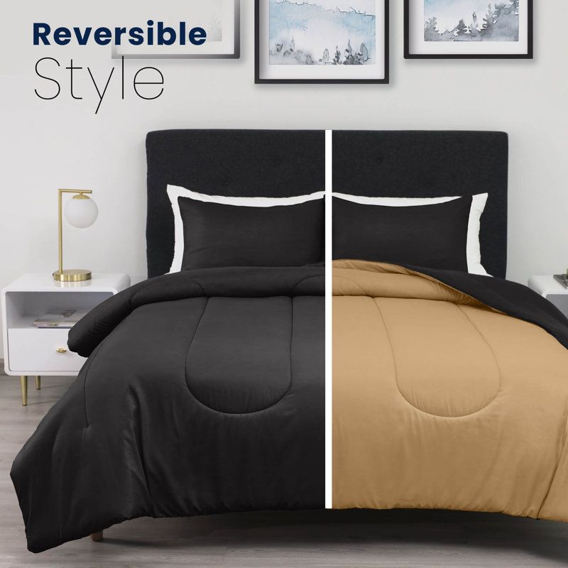 Martex Solid Color Reversible Comforter and Sham Bedding Set Super Soft Brushed Fabric, King Comforter + 2 King Shams 
