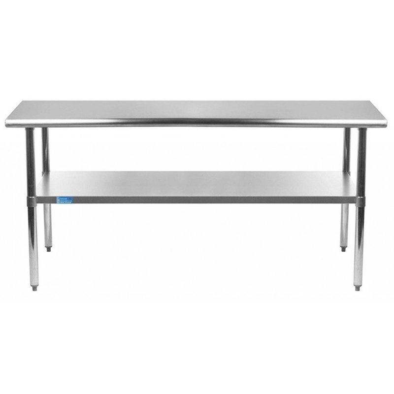 Stainless Steel Prep Table. 18 Gauge Metal Work Table with Undershelf. NSF, 35" H x 72" L x 24" W