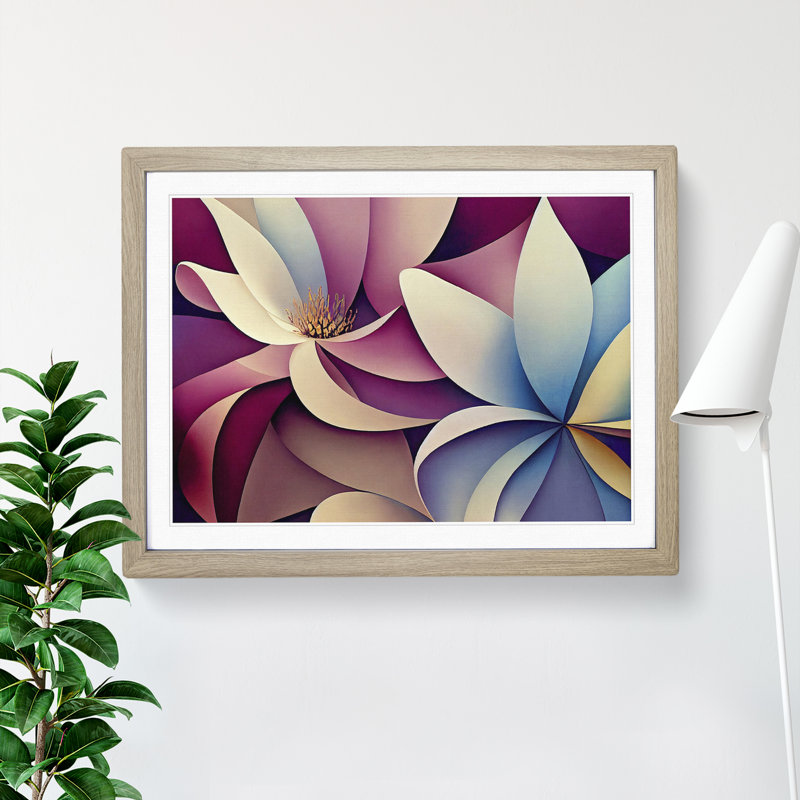 Ultimate Modern Flowers Abstract - Framed Print, 46cm H x 64cm W x 2cm D, Oak Framed