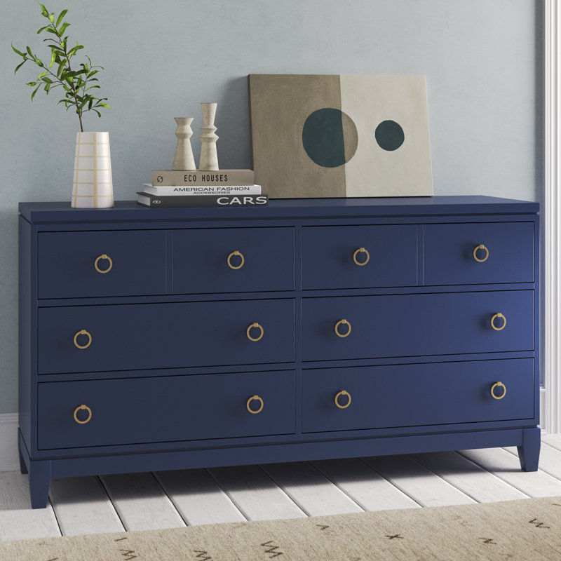 Allyssah 66" Wide - 6 Drawer Double Dresser, Blue