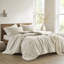 Édredon double / grand - 3 pièces en coton rembourré de style géométrique 100% beige surdimensionné avec insert brillant