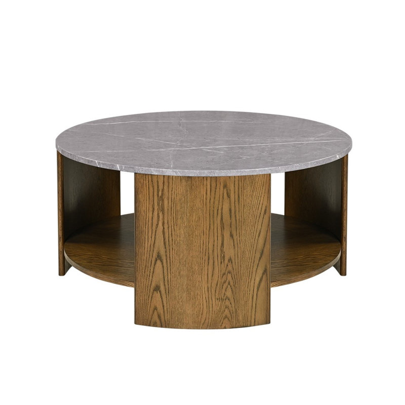 Table basse ovale de 40 pouces, plateau en marbre blanc véritable avec cadre en métal doré élégant