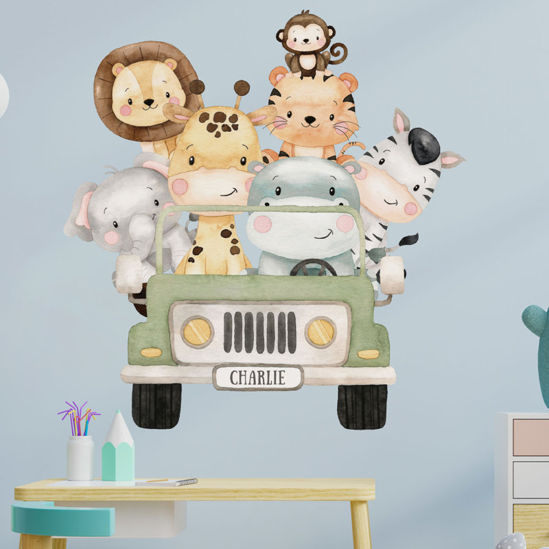 Personalised Safari Jeep Wall Sticker, Yes, 65cm H x 65cm W