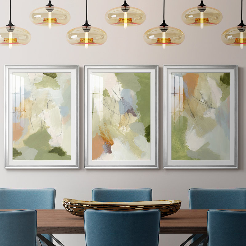 Verdure I - Impression personnalisée de qualité supérieure avec passe-partout - 3 pièces, Argent argent, H 21 po x l 30 po