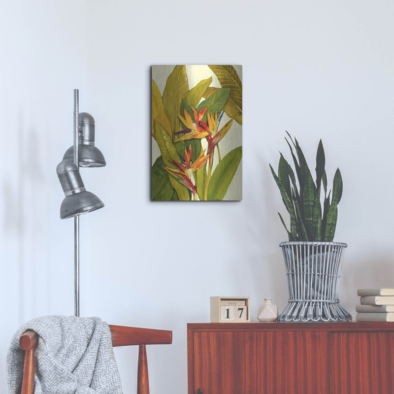 Art mural luxueux «Tropical Bird of Paradise» par Tim O'Toole, art mural en métal, H 24 po x l 16 po