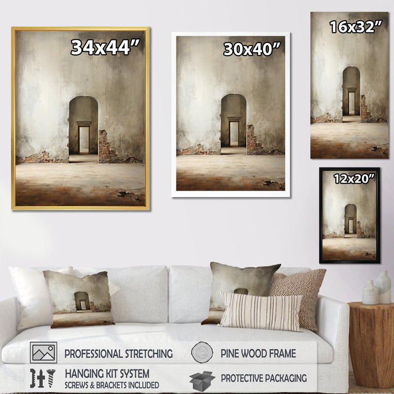 Impression sur toile «Beige minimalisme Embrace I», Cadre simple noir, H 40 po x l 30 po x P 1,5 po