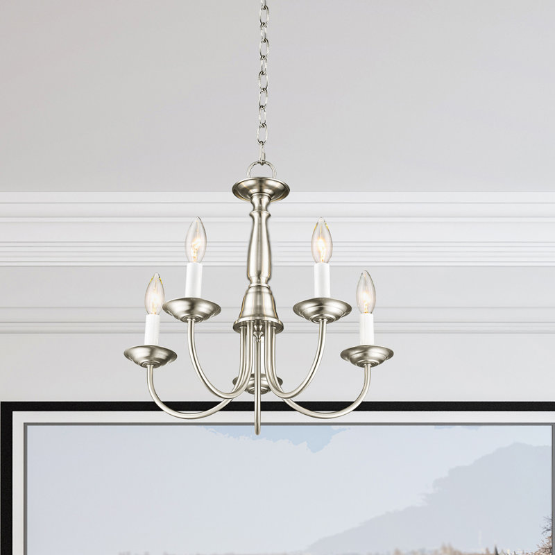 Lustre style chandelier 5 lumières Cloverfield, Nickel brossé