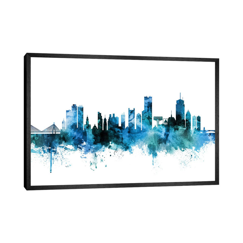 Boston, Massachusetts Skyline by Michael Tompsett - Print on Canvas, 101.6 cm H x 66.04 cm W, Black Framed