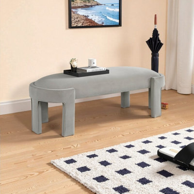 54 Inch Velvet Upholstered Bench with Plywood Frame, 300 LB Capacity Entryway Bench
