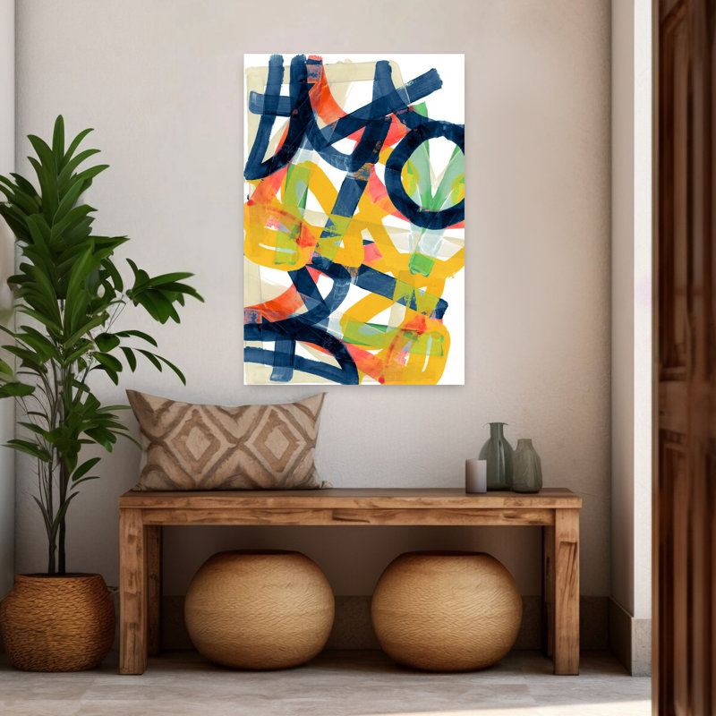 Art contemporain abstrait géométrique audacieux, H 48 po x l 32 po
