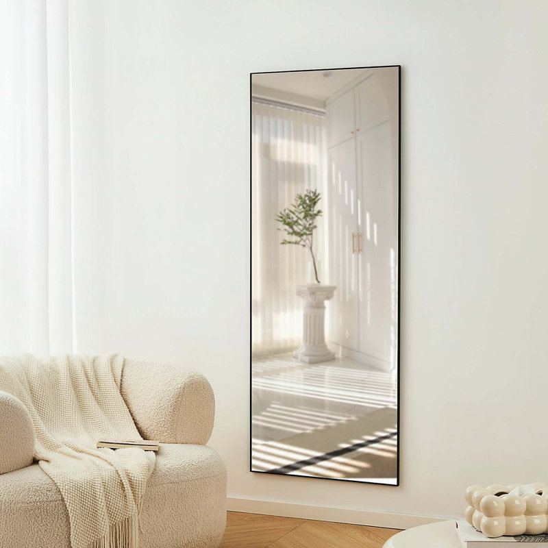 Cadre en alliage d'aluminium noir pleine longueur 70 po x 31 po, incliné ou fixé au mur, haute définition, incassable, idéal pour la chambre à coucher, le salon, le couloir - décor moderne pour la maison