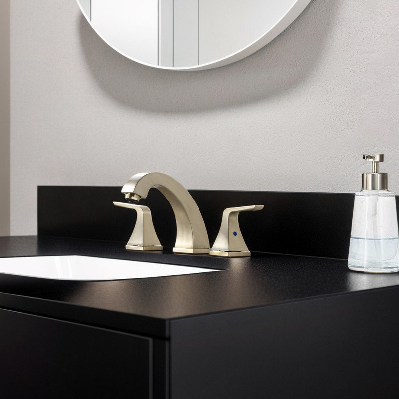 2-handle Bathroom Faucet with Drain Assembly, Brushed Gold