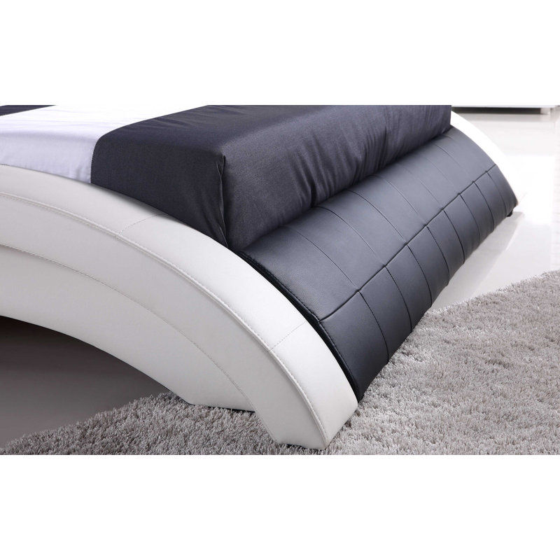 Upholstered Sleigh Bed, King, White/Black
