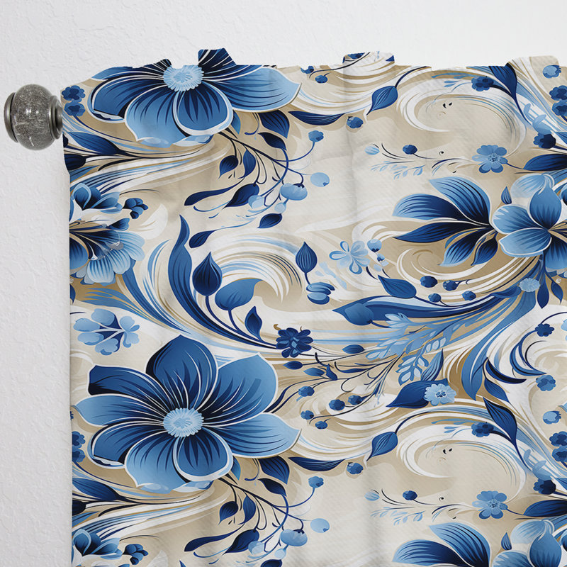 Simplicité scandinave à motif cachemire I - Rideau floral - Rideau obscurcissant - 1 panneau, L 52 po x L 90 po