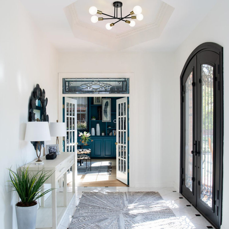 Emaya Semi Flush Mount, Gold and Black