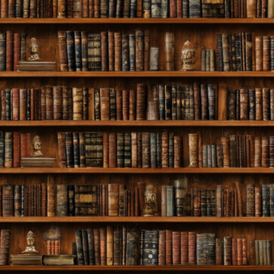 Peel and Stick Wallpaper Vintage Wooden Bookshelf Filled Antique Books Classic Library Contact Paper Removable Self Adhesive Wall Mural Wall Decor for Bedroom Kitchen Cabinets 24in x 118in