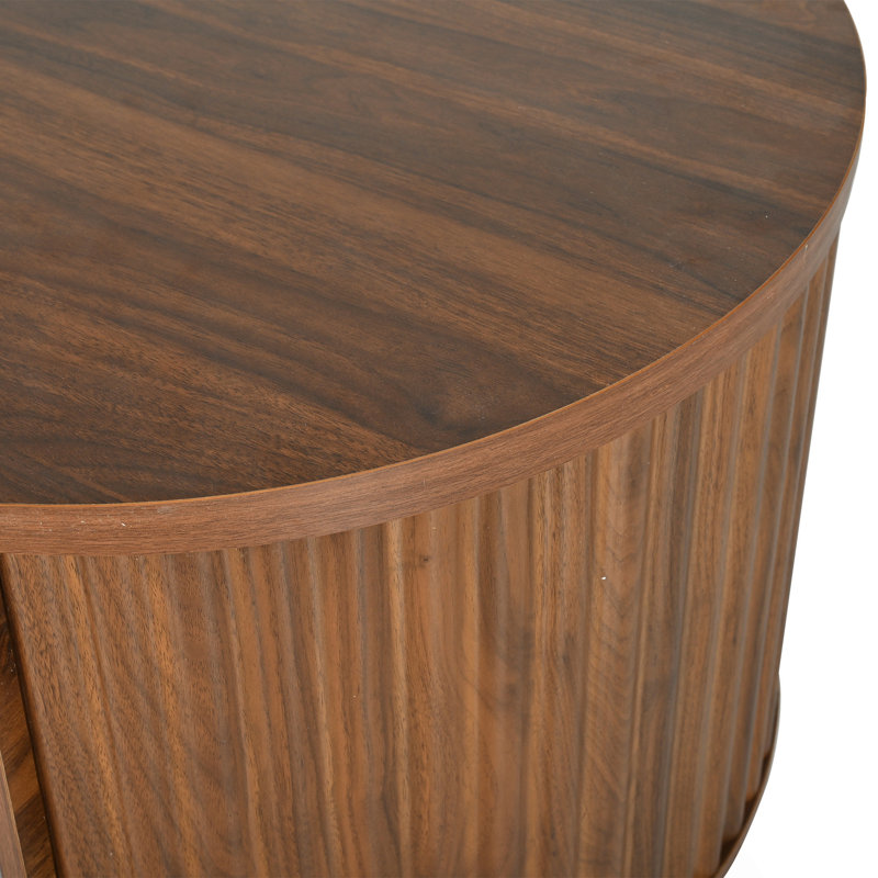 Table basse relevable avec compartiment caché, table ovale moderne, Brun