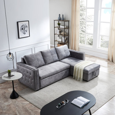 Velvet L-Shaped Sectional Right Hand Facing