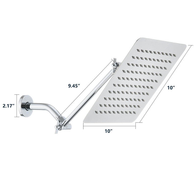 Pomme de douche à pluie en acier inoxydable 10 po Finish - pomme de douche carrée de conception luxueuse, distribution optimale de l'eau