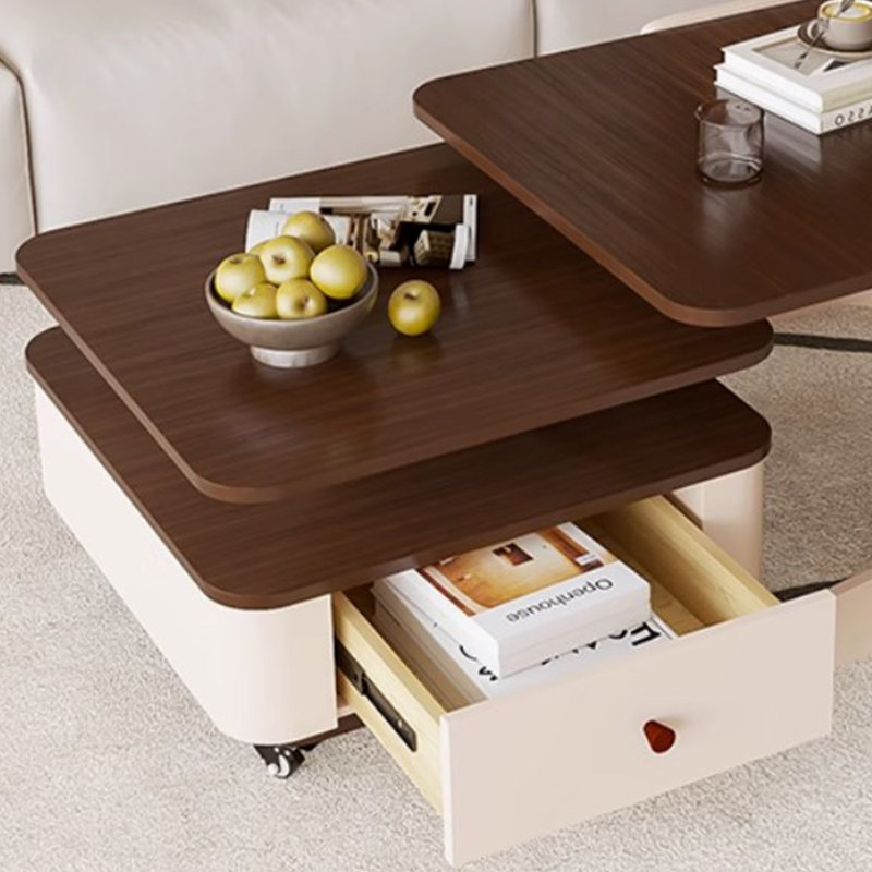 Table basse de couleur contrastante, H 16,53 po x L 23,62 po x l 23,62 po, Crème, crème
