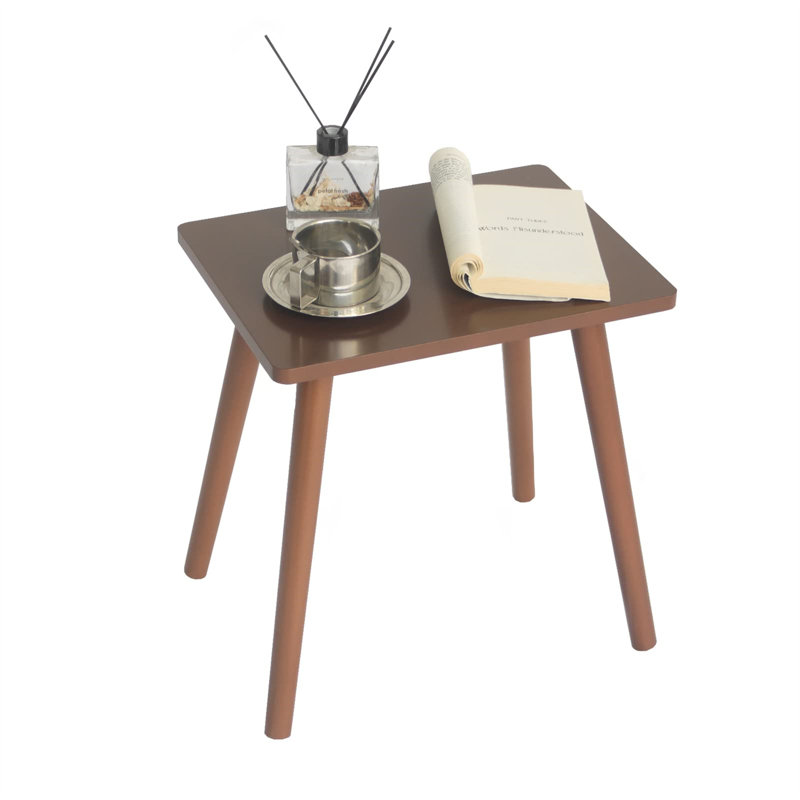 Stylish Mid-Century End Table - Durable Solid Wood Legs, Multipurpose Small Side Table, Brun