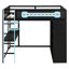 Lit mezzanine bleu double avec bureau, rangement pour garde-robe, charge USB et lumière RVB-1646381559