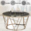 Table basse avec plateau en verre et finition champagne