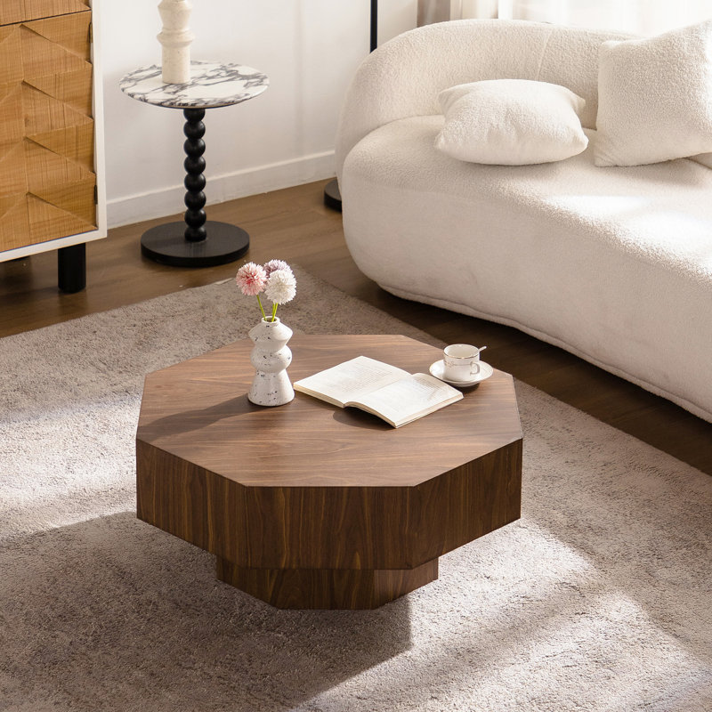 Table basse octogonale en bois de 30,51 pouces, élégante et durable pour les salons et les chambres modernes, finition noyer