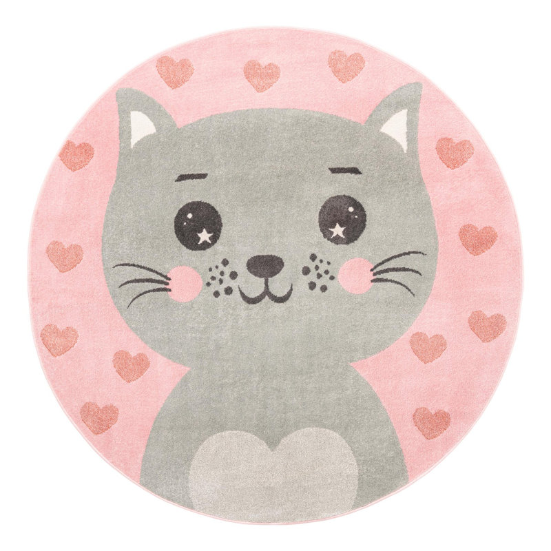 Whimsy Kids Round Machine Woven Polypropylene Plastic Rug, Round 7'10"