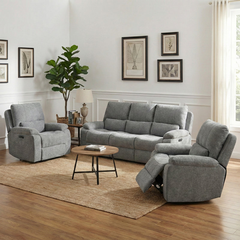 Tation Electric Reclining Suite Fossil 3+1+1, Grey