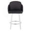 Tabouret de bar à hauteur fixe avec pivot en bois blanc et similicuir noir avec repose-pieds rond chromé - ensemble de 2-604442058