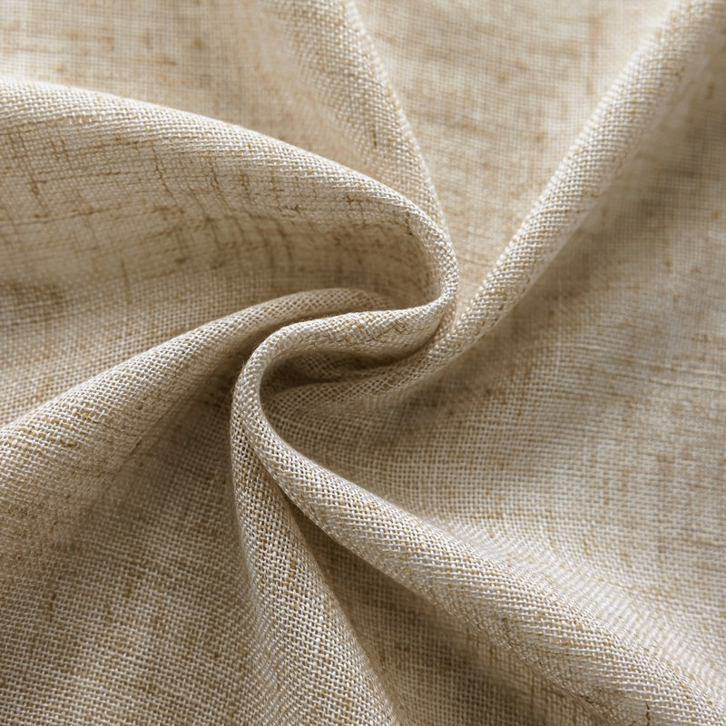 Light Filtering Linen Textured Polyester Semi-Sheer Grommet Curtain Pair (Set of 2), Beige, 52" W x 84" L