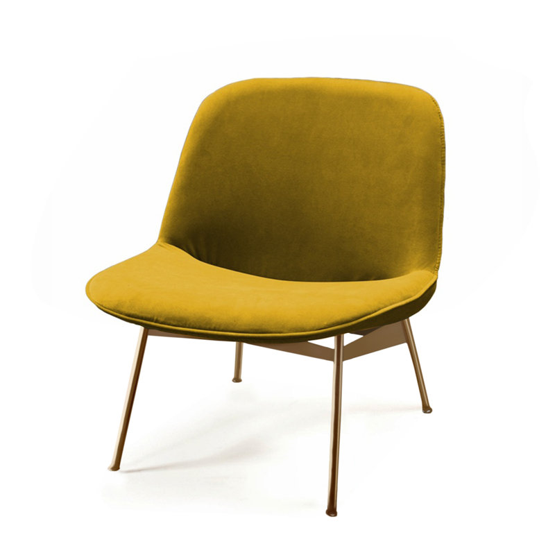 Chaise d'appoint en velours l 37 pouces Chiado, Velours vert olive, Or