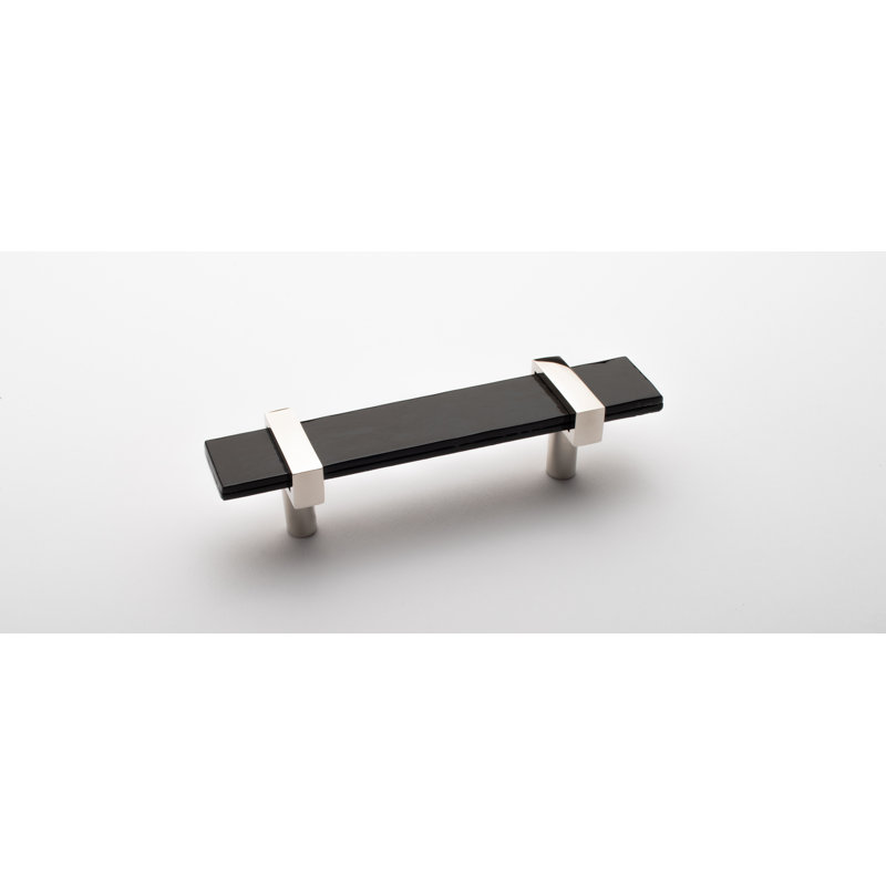 5.5 Length Bar Pull, Polished Nickel/Black