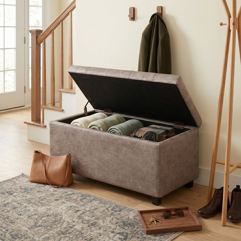 Banc repose-pieds avec rangement caché Cosmopolitan, Taupe gris vieilli