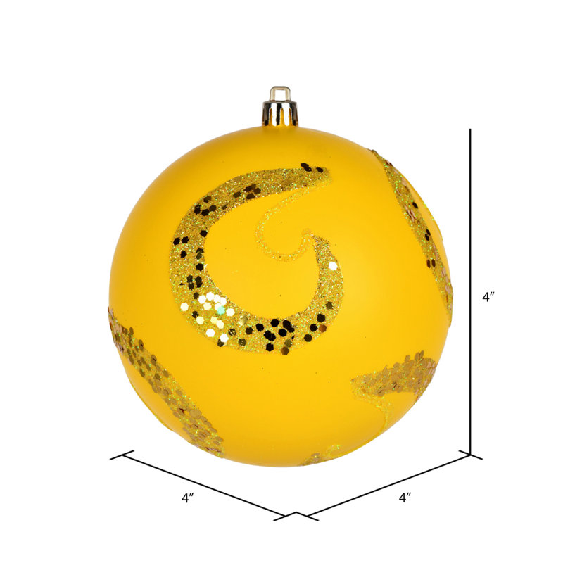 Ornement boule mat à paillettes, Jaune